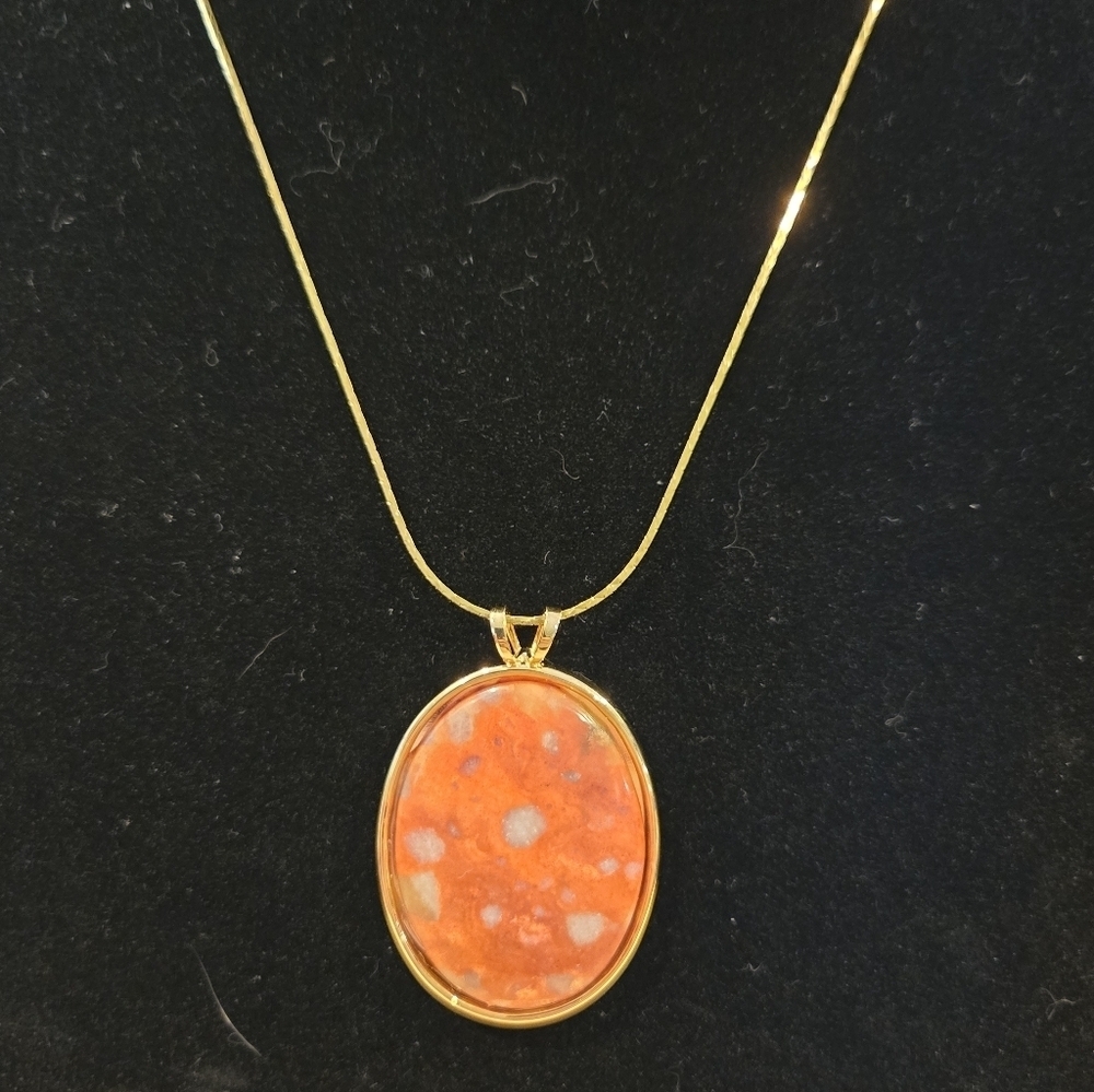 Elegant Gold and Orange Colored Pendant Necklace